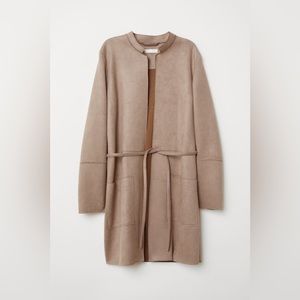 H&M Taupe Faux Suede Coat